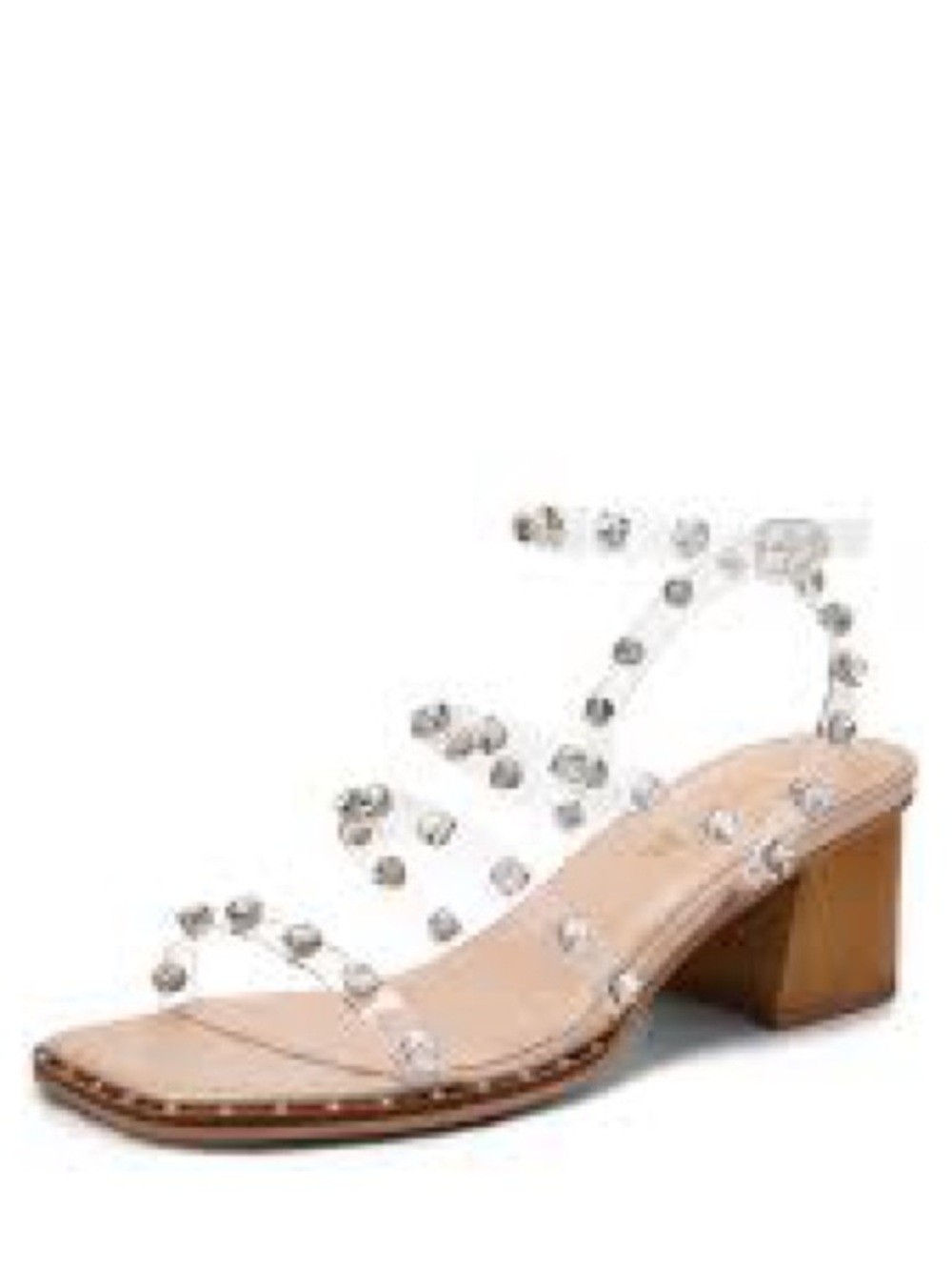 Schutz Clear Crystal Embellished Raffia Block Heel Sandals Size 36